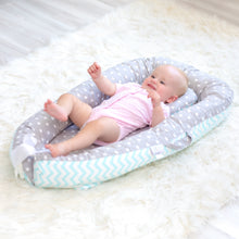 Load image into Gallery viewer, Baby Nest Lounger - Cosleeper for Baby in Bed - Reversible Baby Lounger Pillow - Baby Lounger Bed - Baby Cosleeper for Bed - Infant Lounger Newborns (Starry Seas)
