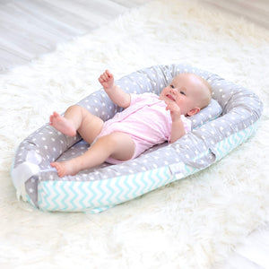 Baby Lounger Nest - 100% Cotton Portable Newborn Sleeper - Soft, Breathable, Comfortable, Machine Washable Cushion - for Baby in Bed - Infant Lounger, Double-Sided Pillow (Princess Stars)