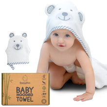 Load image into Gallery viewer, Bamboo Baby Towel - XL Hooded Baby Bath Towel - Complete Set with Bath Mitt - Works Great as Newborn Towels or Infant - Perfect Baby Registry &amp; Gift
